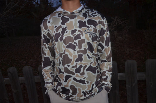 Old school Camo lightweight hoodie- logo “Southern Hawgs”